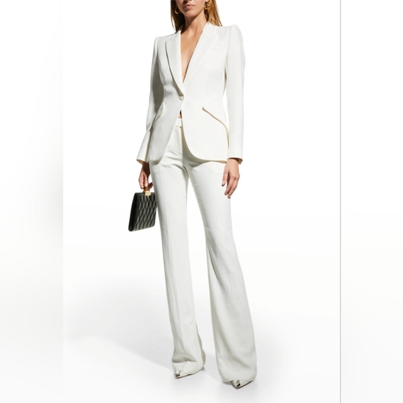 Alexander McQueen Crepe Bootcut White Pants - Picture 3 of 4